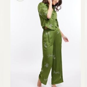 SANI Olive Green Animal Garden Party Lounge Formal Trouser Pants